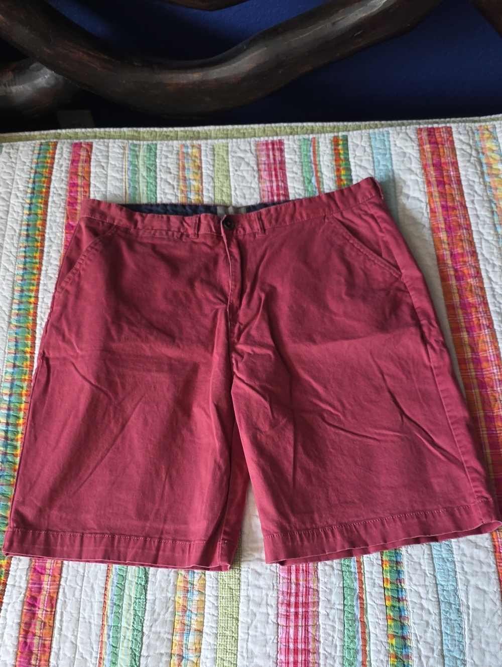 Jachs Men's Brick Red Flat Front Cotton Shorts
